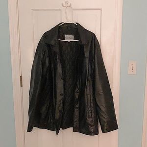 Excelled Button Up Black Leather Jacket